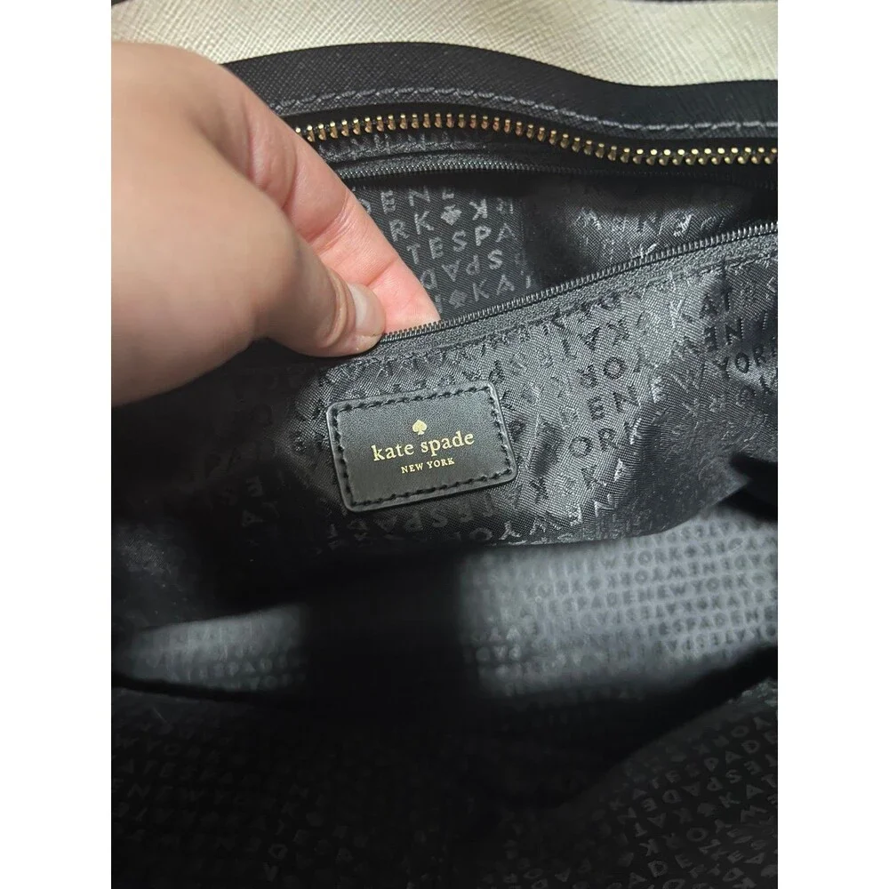 Kate Spade striped leather black and white tote bag